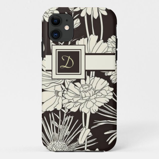 Capas de iphone Floral Moderna Monograma (Verso)