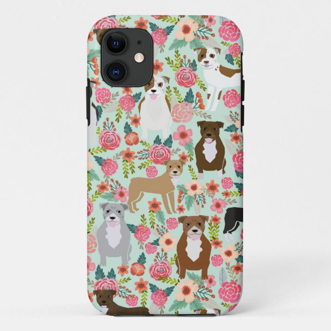 Capas de iphone Floral Pitbull - capa de telefone  (Verso)
