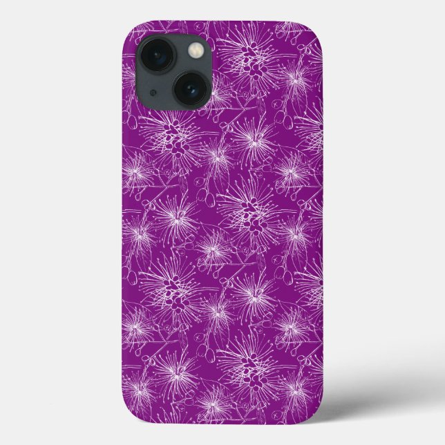 Capas de iphone floral púrpura de cereja-de-pincel (Verso)