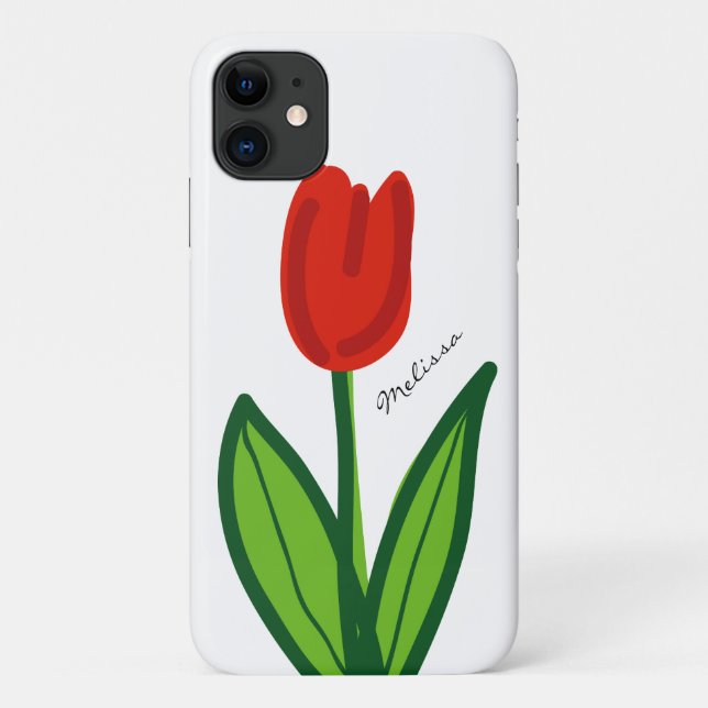 Capas de iphone floral Whimsical com tulipa vermel (Verso)