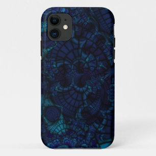 capas de iphone fractal azul escuro