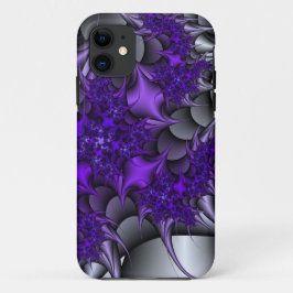 capas de iphone fractal de espinhos roxos e pratea