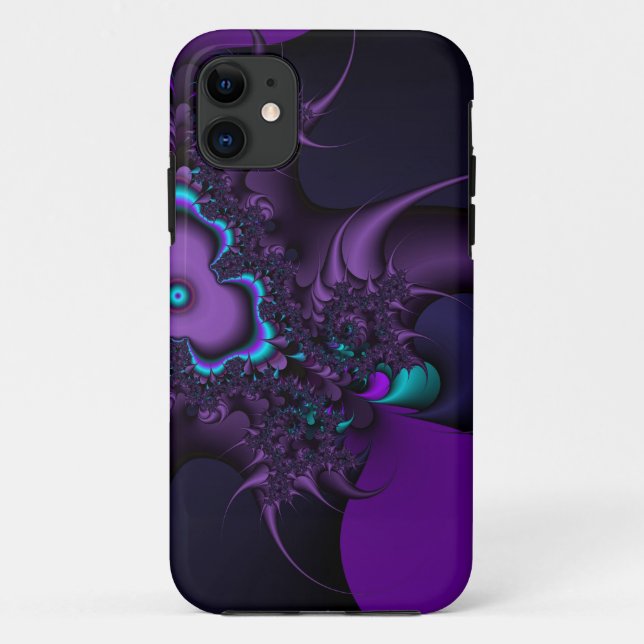 capas de iphone fractal do espinho azul e roxo (Verso)
