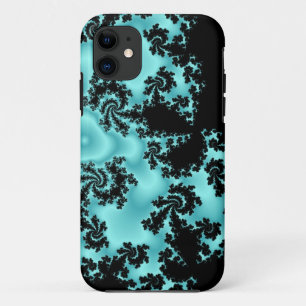 capas de iphone fractal preto e azul