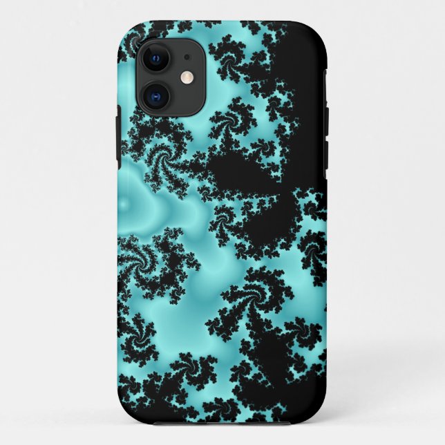 capas de iphone fractal preto e azul (Verso)