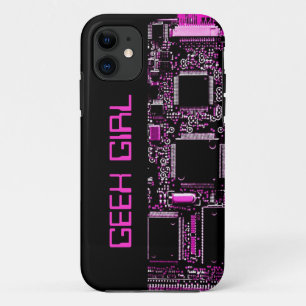Capas de iphone "Geek Rapariga" Rosa Circuito pret