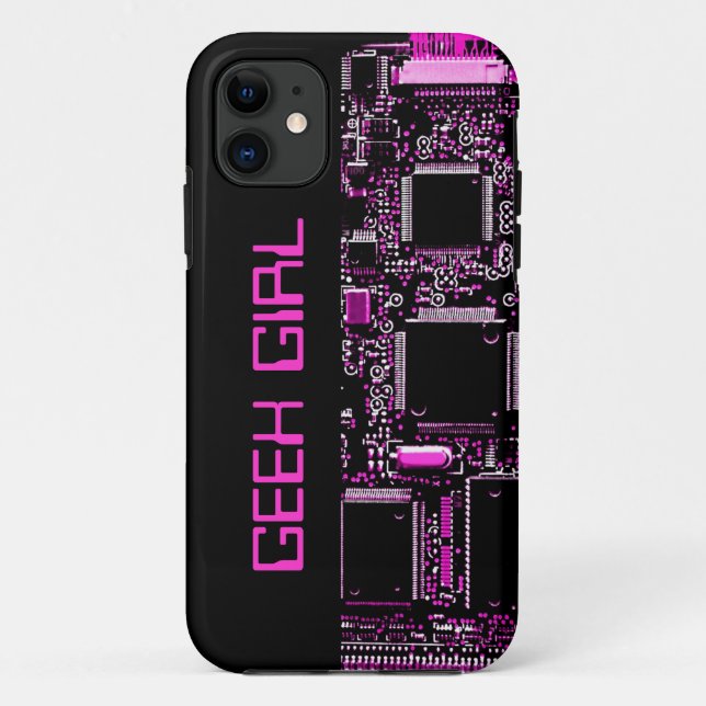 Capas de iphone "Geek Rapariga" Rosa Circuito pret (Verso)