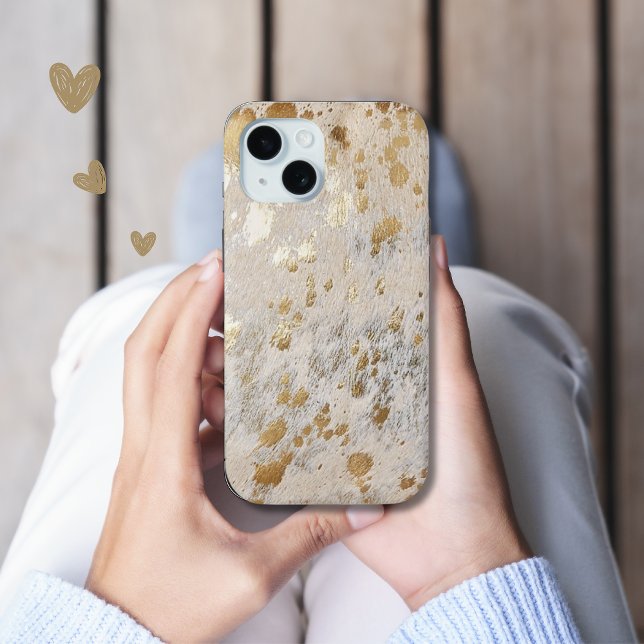 capas de iphone Metálico Dourada Impressão de cowh (metallic gold cowhide iPhone case)