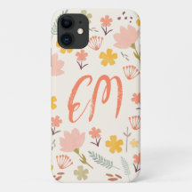 Capas de iphone Monograma Boho Flores