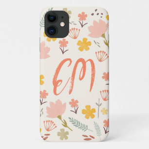 Capas de iphone Monograma Boho Flores