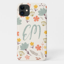 Capas de iphone Monograma Boho Flores
