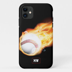 Capas de iphone Monograma De Casco-Mato De Basebal