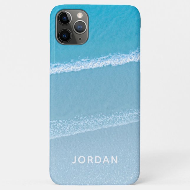 Capas de iphone Monograma De Ondas De Oceano Azul (Verso)