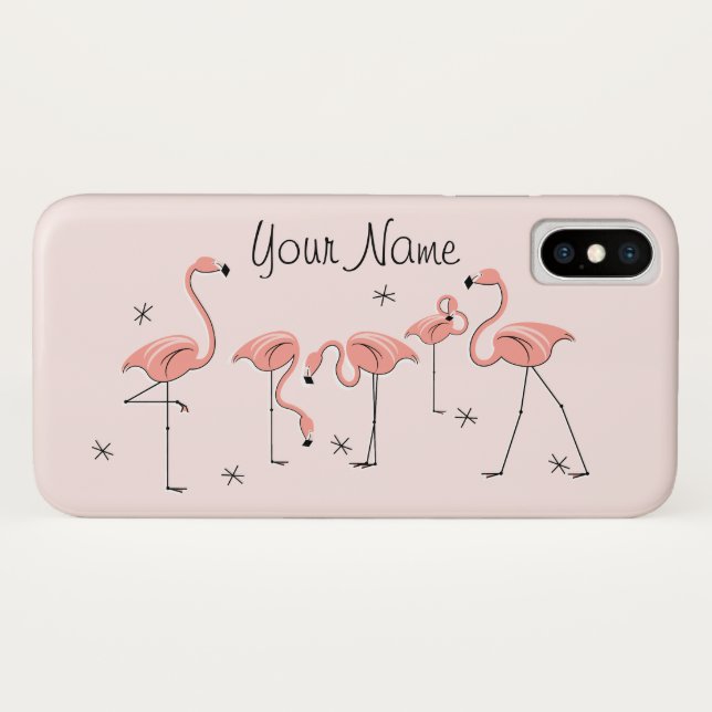 Capas de iphone 'Name' do Grupo Rosa Flamingos (Verso (Horizontal))