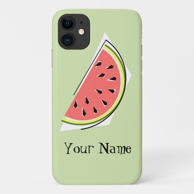 Capas de iphone 'Name' verde da Fatia de Watermelo (Verso)