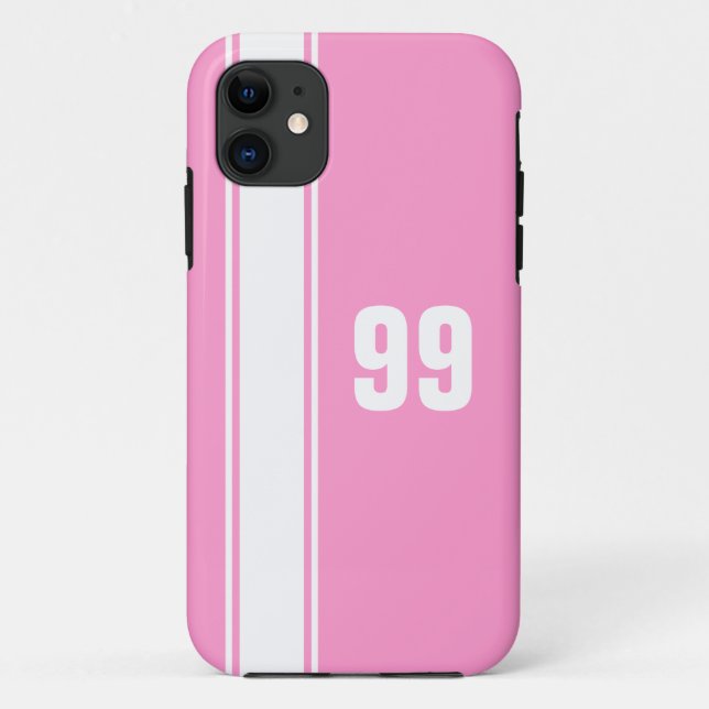 Capas de iphone Numerada de Jersey, Stripe Branco  (Verso)