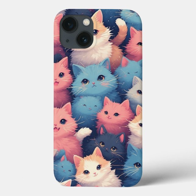 Capas de iphone-Padrão de Gatos de Pastel de Kawai (Verso)