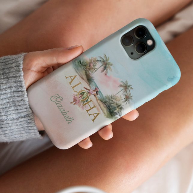 Capas de iphone Personalizada Da Rapariga Do Havaí (Customizable Aloha phone case)