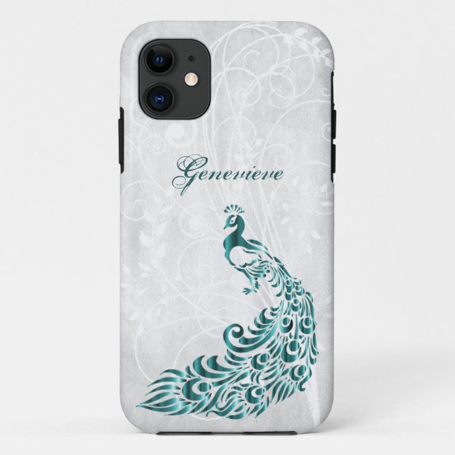 Capas de iphone Personalizada De Cascata Teal Peac (Verso)