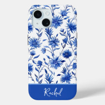 Capas de iphone Personalizada Floral Azul