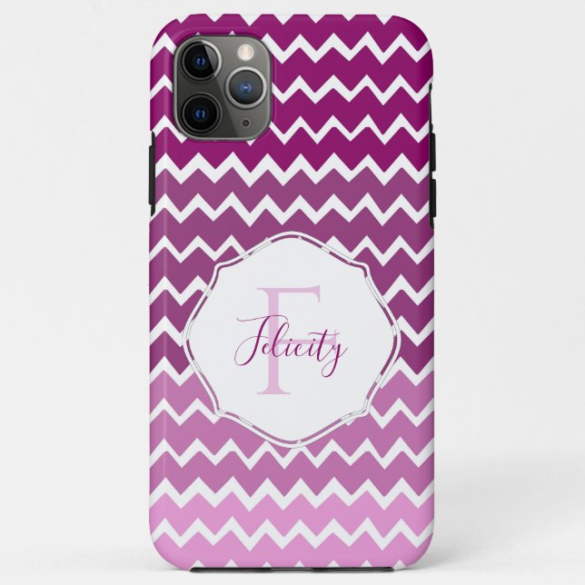 Capas de iphone Personalizada Magenta Chevron Chev (Verso)