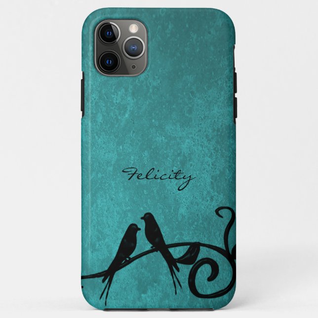 Capas de iphone Personalizada Teal Lovebird (Verso)