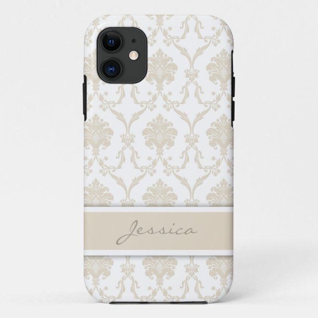 Capas de iphone personalizável do Damask (Verso)