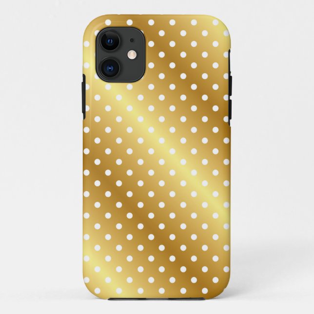 Capas de iphone Polkadot Dourada Elegante (Verso)