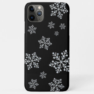 Capas de iphone preta com flocos de neve brilhante