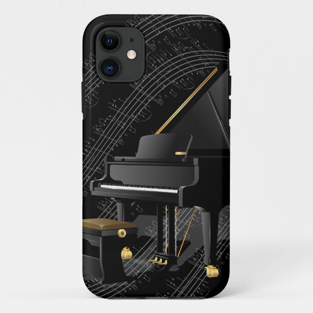 Capas de iphone pretas do piano (Verso)