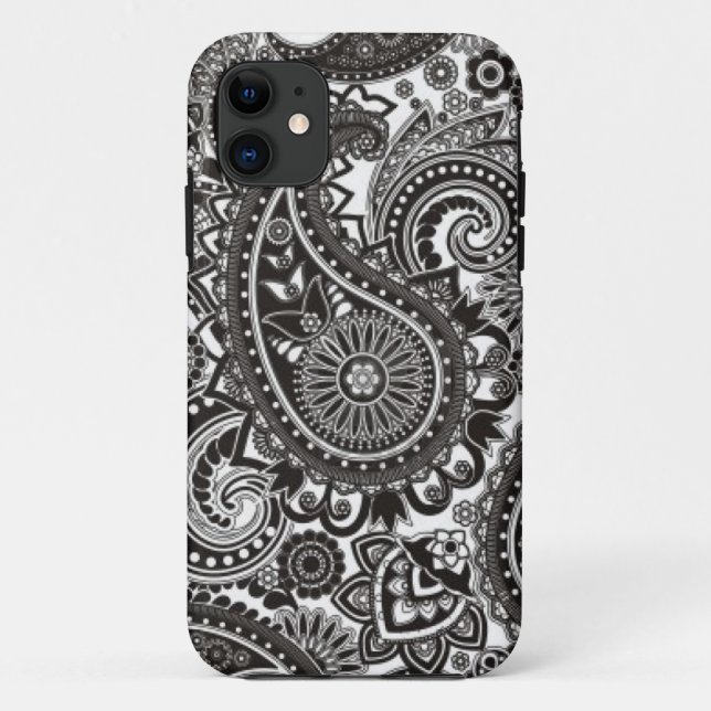 Capas de iphone preto e branco de Paisley (Verso)