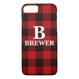 Capas de iphone Red Tartan do Nome da Família Pers