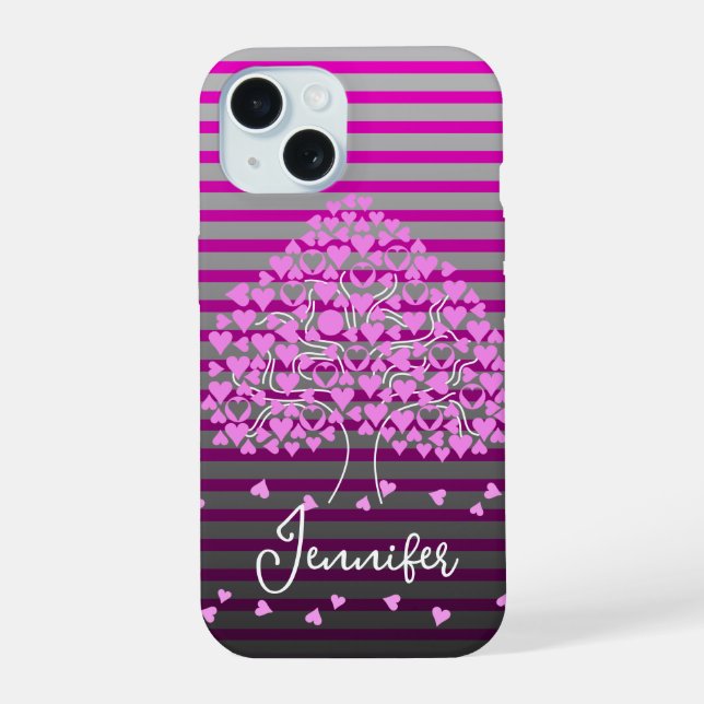 Capas de iphone rosa com árvore de amor (Verso)