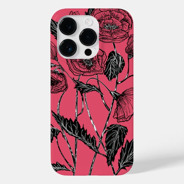Capas de iphone rosa com flores - Escolher cor (Verso)
