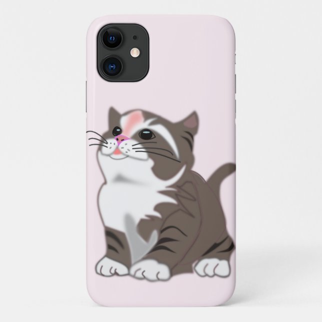 Capas de iphone rosa com gato bebê - personalizáve (Verso)