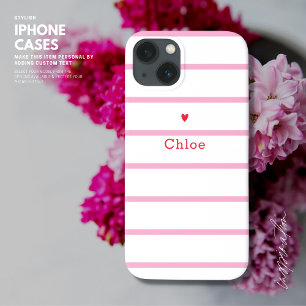 Capas de iphone rosa-do-coração vermelho