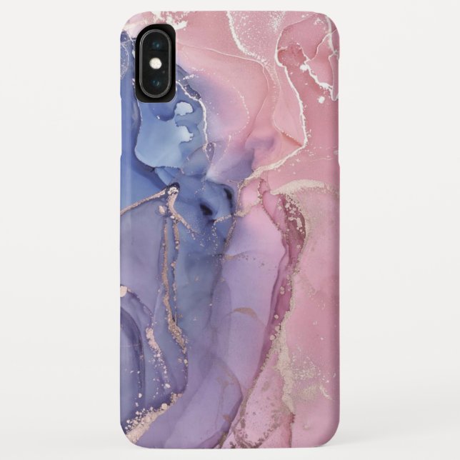 Capas de iphone rosa e azul de casaco mármore (Verso)