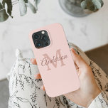 Capas de iphone Rosa Pastel Personalizada | Monogr<br><div class="desc">Mostre seu estilo com esta capas de iphone rosa-rosa-cola-cola-chique e-cola-rosa-cola-feminina,  personalizada com seu nome e inicial. O design de monograma minimalista em tons suaves cria um visual moderno e elegante — perfeito para uso cotidiano ou como um presente pensativo.</div>