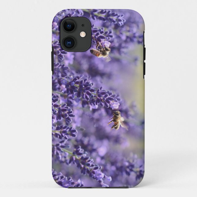 Capas de iphone roxas da lavanda e das abelhas (Verso)