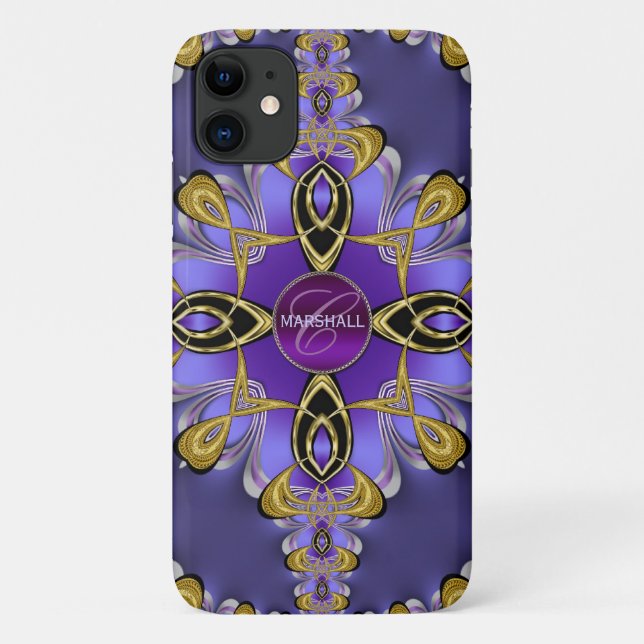 Capas de iphone Roxo Na moda Satin Lace Art Monogr (Verso)