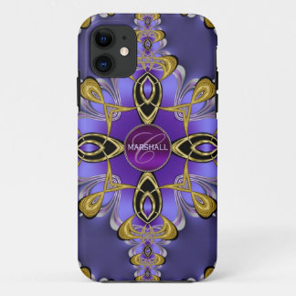 Capas de iphone Roxo Na moda Satin Lace Art Monogr