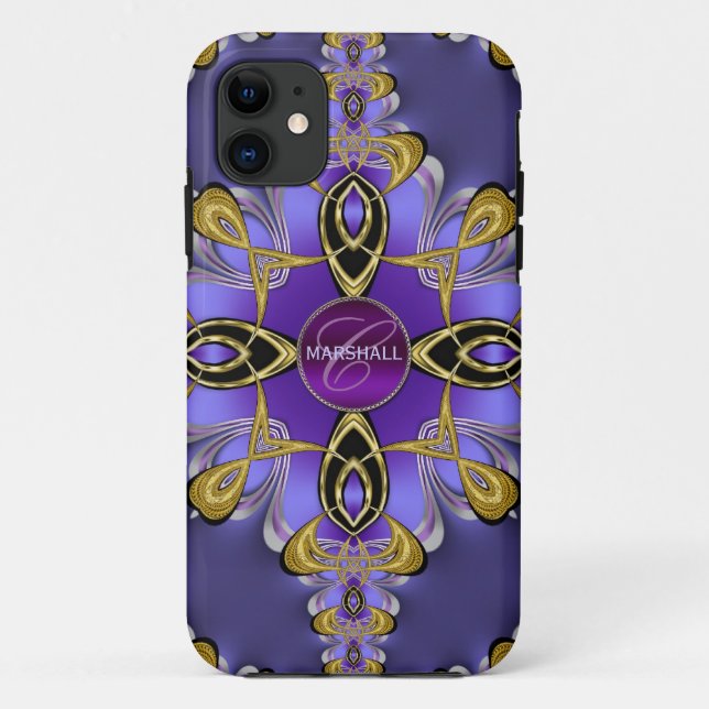 Capas de iphone Roxo Na moda Satin Lace Art Monogr (Verso)