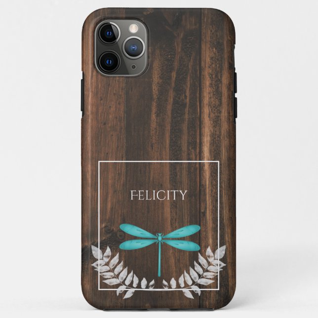 Capas de iphone Rustic Teal Dragonfly (Verso)