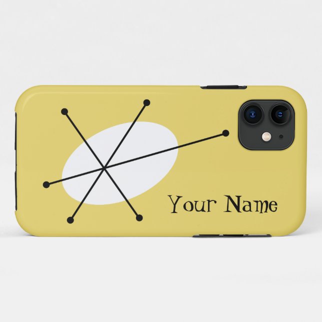 Capas de iphone 'Seu nome' Amarelo Dazzle (Verso (horizontal))