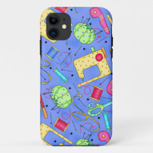 Capas de iphone Sewing azuis das noções da