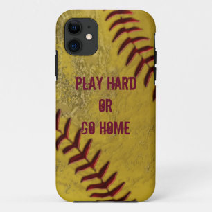 Capas de iphone sujas do softball com SEU TEXTO