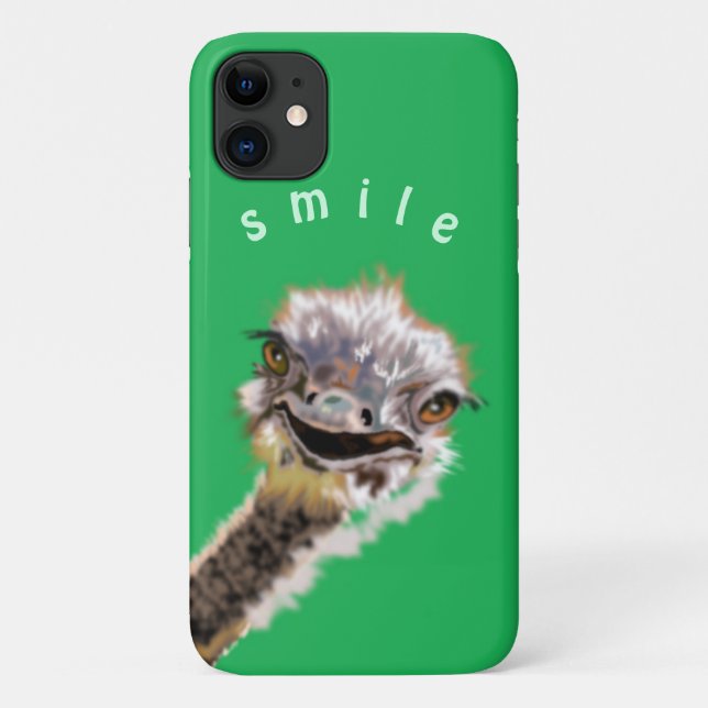 Capas de iphone Verde com Ostrich Engraçado - Sorr (Verso)