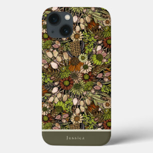 Capas de iphone verde de jardim de flores silvestr