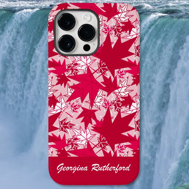 Capas de telefone com Folhas de Bordo em Fundo Ros (Maple Leaves - Red and White on Pink - Phone Case)