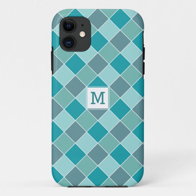 Capas de telefone com padrão de azulejos aqua pers (Verso)